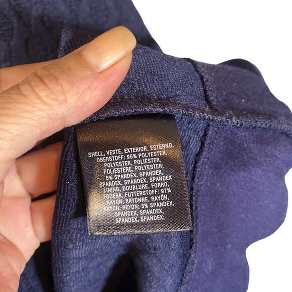 Maeve Anthro Navy Blue Textured Knit Scalloped Caye Shift Dress Women Sz XS - Picture 6 of 9